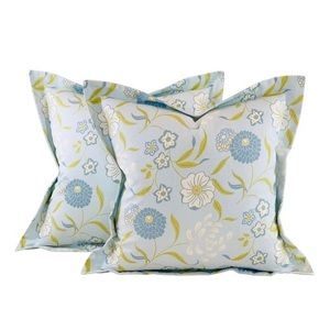 Pair Premier Prints MM Designs Aqua Green Teal Botanical Floral Pillow Covers